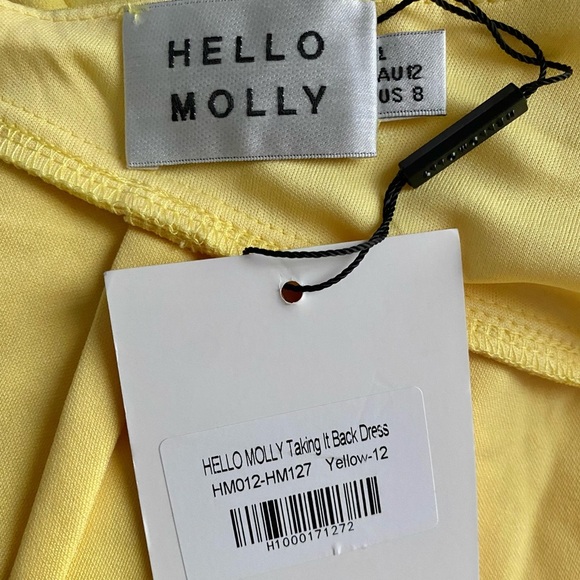 Hello Molly Butter Yellow One Shoulder Bodycon Sheath Cocktail Dress Size 8 - Picture 7 of 9